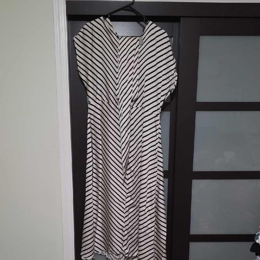H&M Asymmetrical Black and White Striped Dress